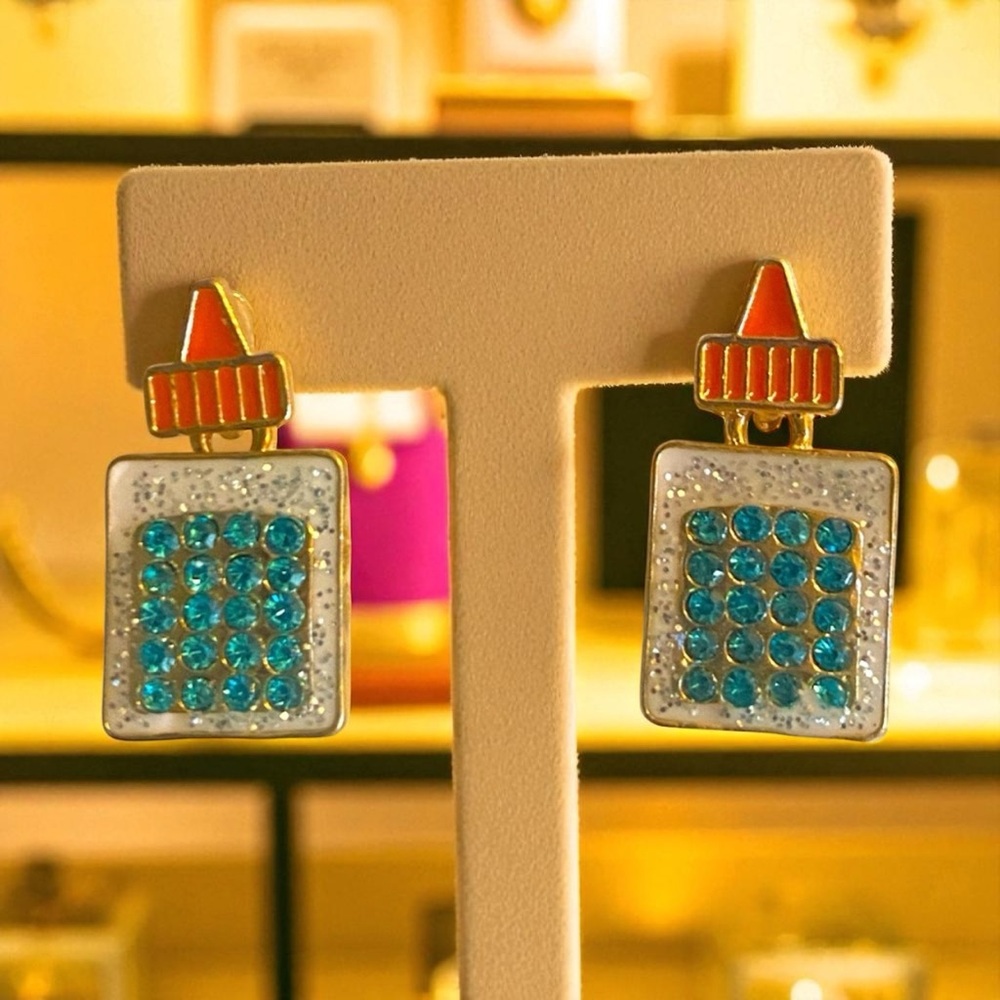 Orange and Blue Statement Earrings